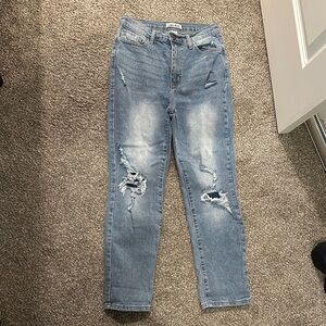 Distressed Blue Jeans
